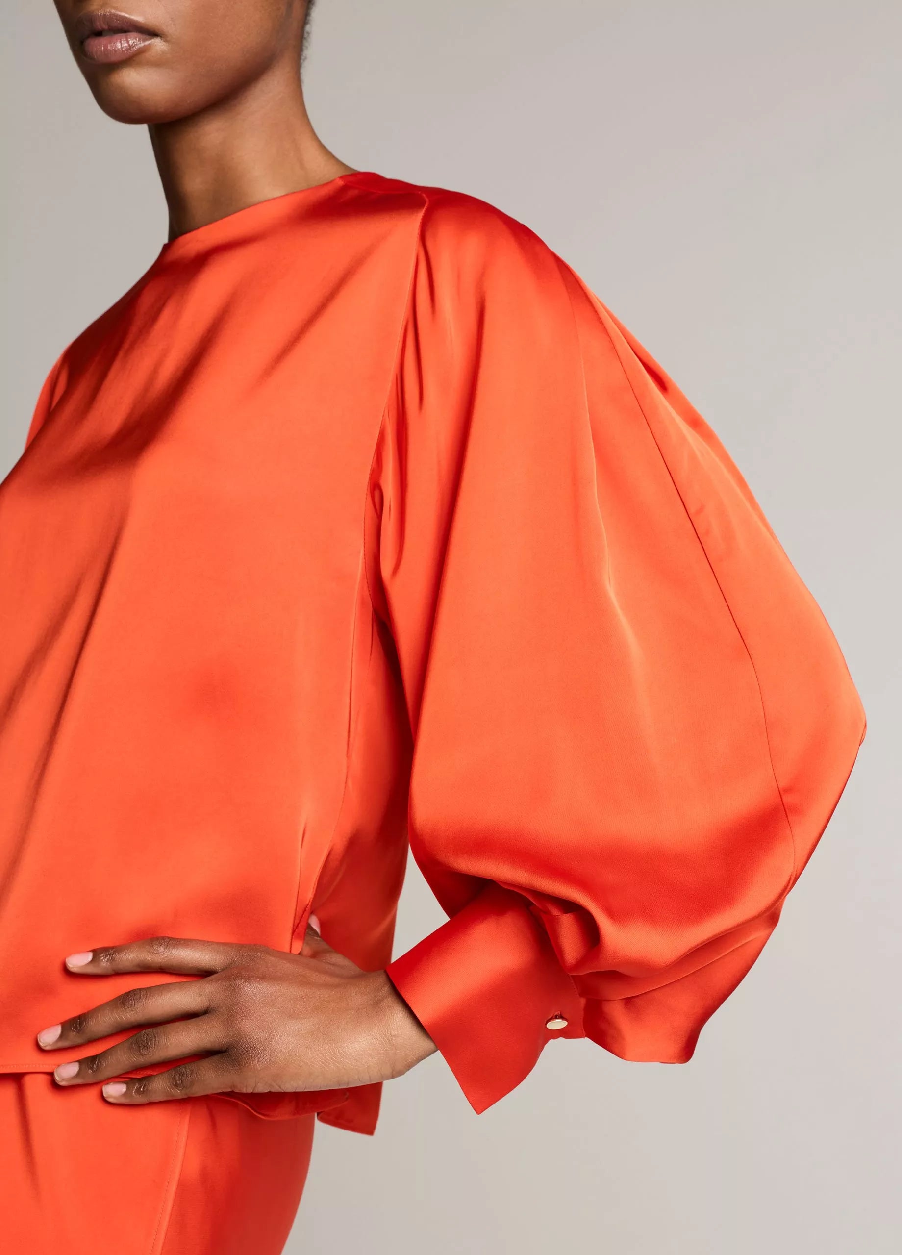 VIN Long Sleeve Satin Top