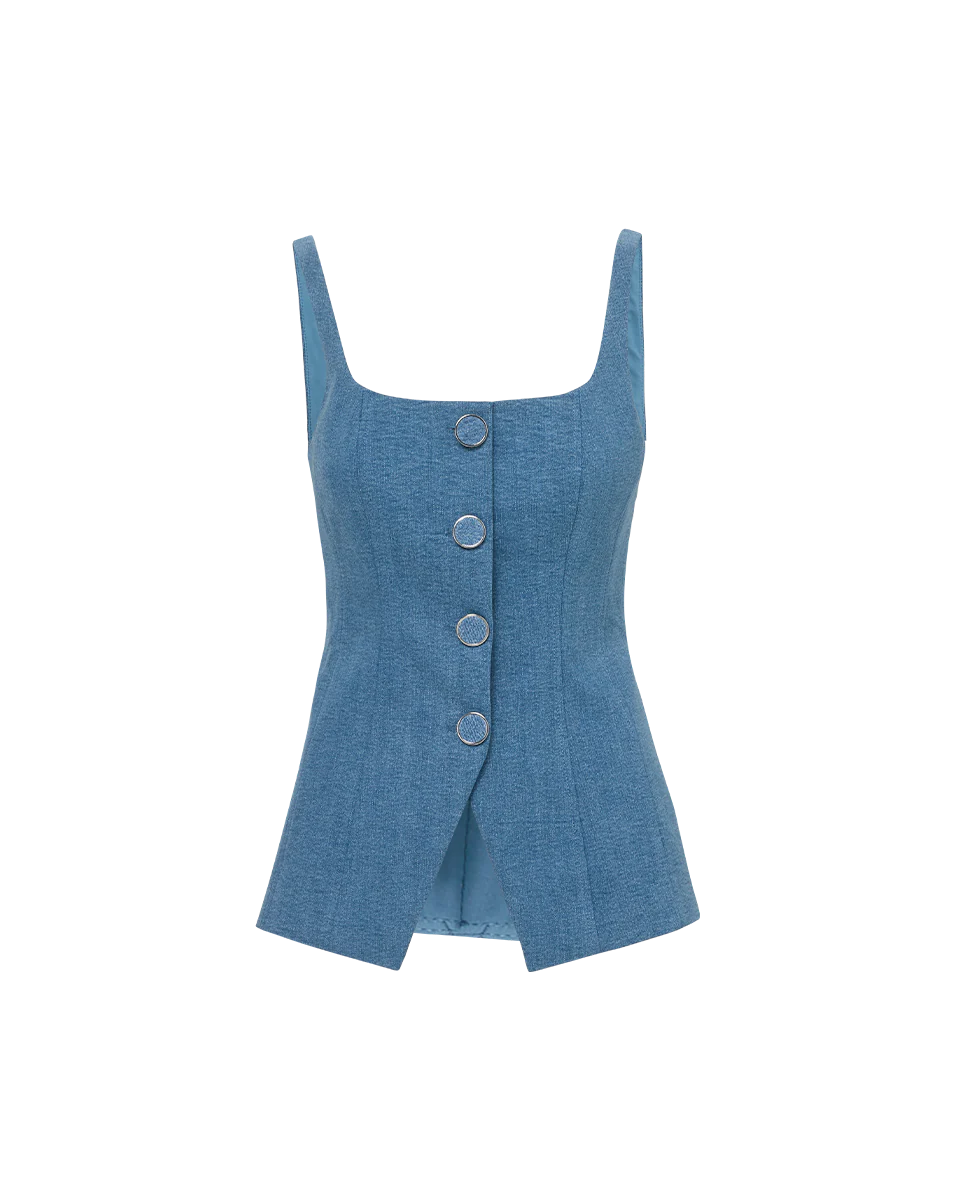 VER Denim Square Neck Top