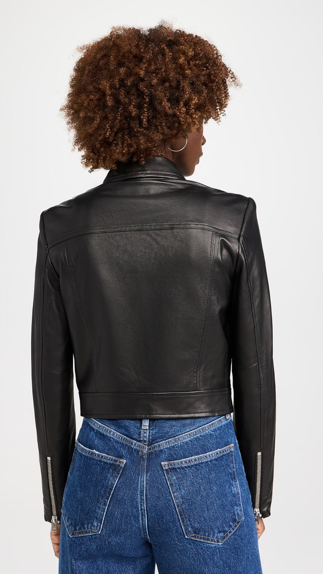 IRO Leather Zip Cuff Jacket