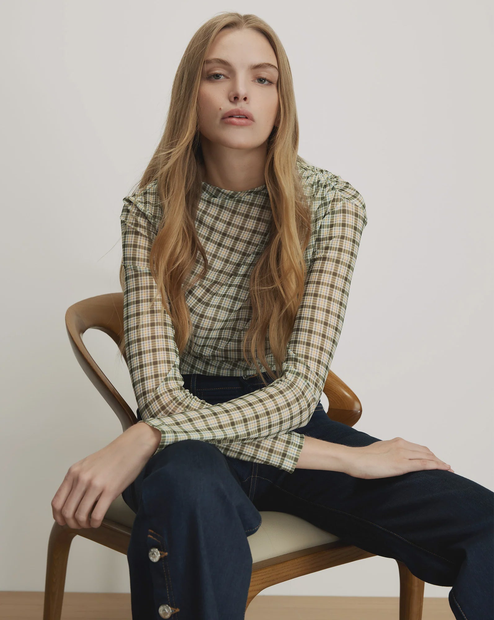 VER Sheer Checkered Top