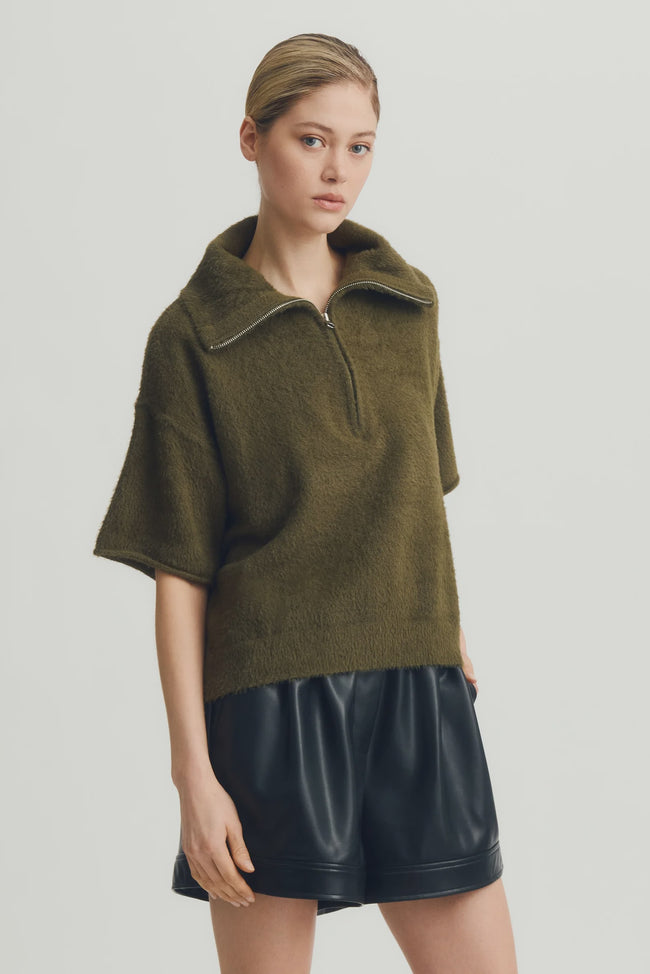 MN Fuzzy Half Zip Sweater