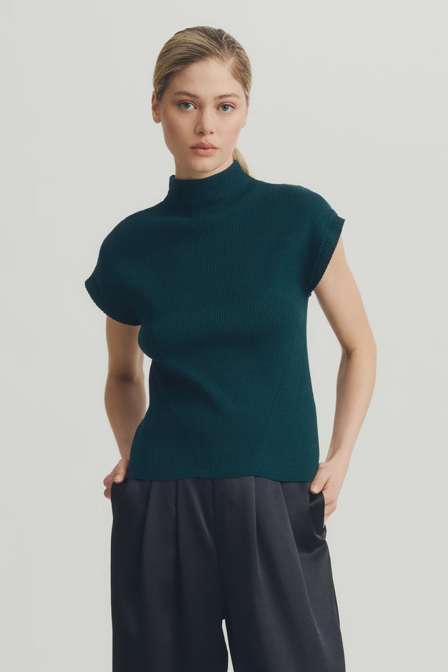 MN Cap Sleeve Funnel Neck Sweater