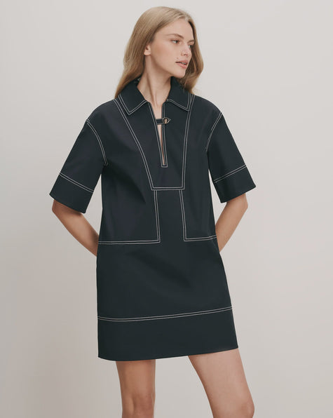 VER Contrast Thread Shift Dress