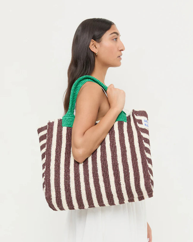 LOF Striped Crochet Tote