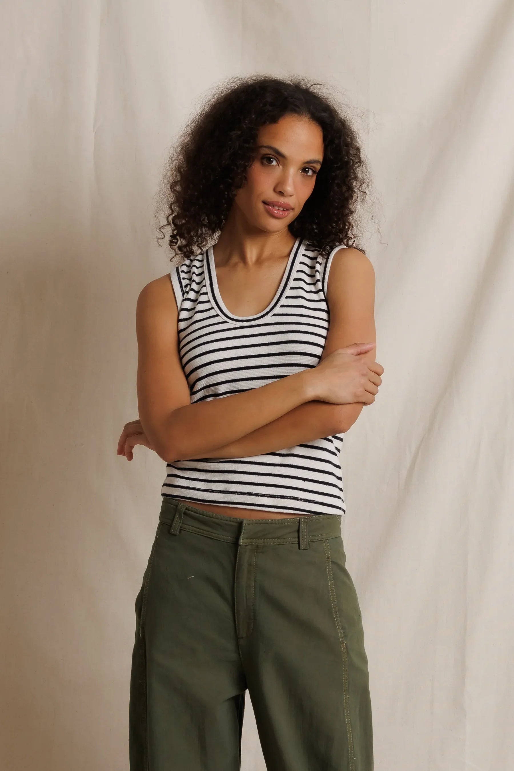 PWT Striped U Neck Tank