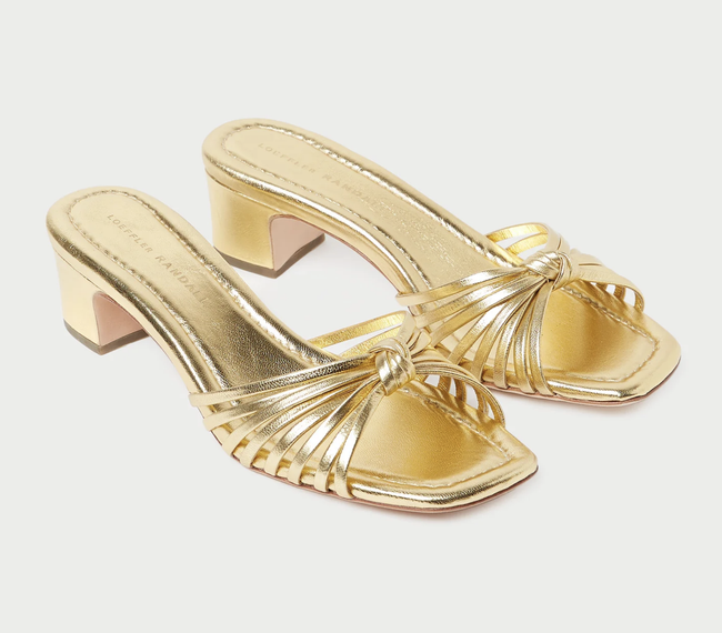 LOF Gold Low Heel Sandal